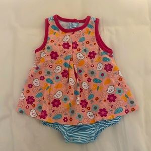 Zutano 6 month 100% cotton 1 piece dress with bloomers